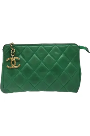 CHANEL Dames, Pre-owned, Groen, Maat: ONE Size Leer