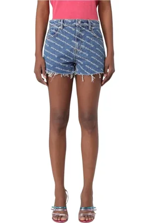 Alexander Wang Dames, Korte broeken, Blauw, Maat: W26 Denim