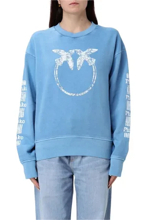 Pinko Dames, Sweatshirts & Hoodies, Blauw, Maat: M Katoen
