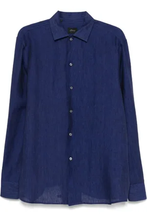 BRIONI Heren, Overhemden, Blauw, Maat: XL Linnen