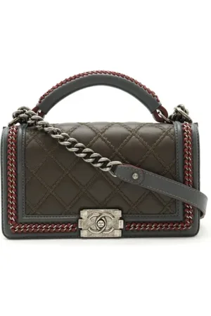 CHANEL Dames, Pre-owned, Grijs, Maat: ONE Size Leer