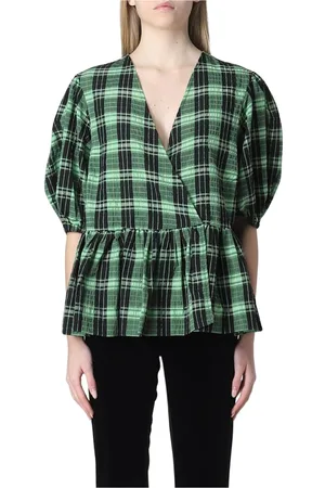 Ganni Dames, Blouses & Shirts, Groen, Maat: S Katoen