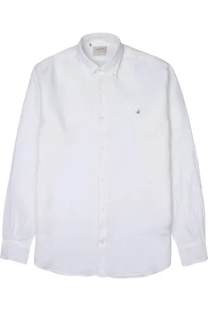 BROOKSFIELD Heren, Overhemden, Wit, Maat: 2XL Linnen