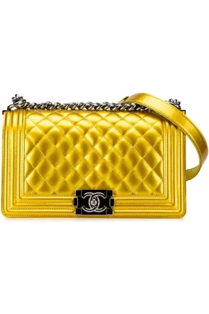 CHANEL Dames, Pre-owned, Geel, Maat: ONE Size Leer