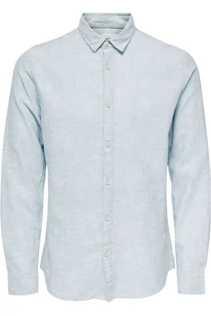 Only & Sons Heren, Overhemden, Blauw, Maat: 2XL Linnen