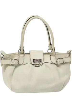 Salvatore Ferragamo Dames, Pre-owned, Wit, Maat: ONE Size Leer