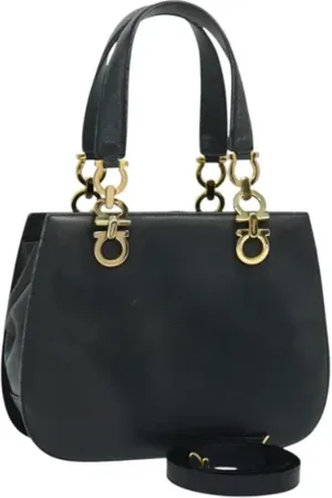 Salvatore Ferragamo Dames, Pre-owned, Blauw, Maat: ONE Size Leer
