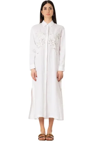 Max Mara Dames, Jurken, Wit, Maat: L Linnen