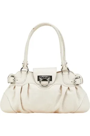 Salvatore Ferragamo Dames, Pre-owned, Wit, Maat: ONE Size Leer