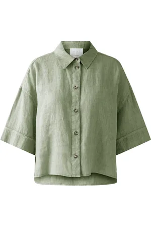 Oui Dames, Blouses & Shirts, Groen, Maat: S Linnen