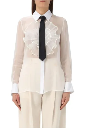 Elisabetta Franchi Dames, Blouses & Shirts, Wit, Maat: L Zijde