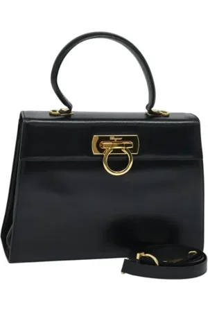 Salvatore Ferragamo Dames, Pre-owned, Zwart, Maat: ONE Size Leer