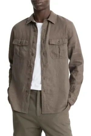 Vince Heren, Overhemden, Bruin, Maat: 2XL Linnen