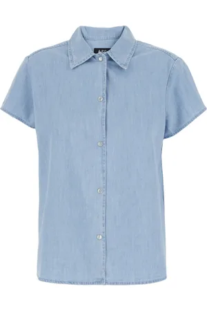 A.P.C. Dames, Blouses & Shirts, Blauw, Maat: S Katoen