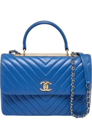 CHANEL Dames, Pre-owned, Blauw, Maat: ONE Size Leer