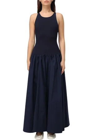 Staud Dames, Jurken, Blauw, Maat: M Katoen