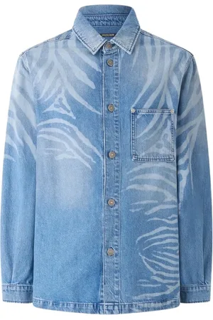 Roberto Cavalli Heren, Overhemden, Blauw, Maat: M Denim