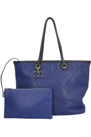 CHANEL Dames, Pre-owned, Blauw, Maat: ONE Size Leer