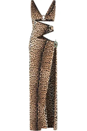 Roberto Cavalli Dames, Jurken, Bruin, Maat: S