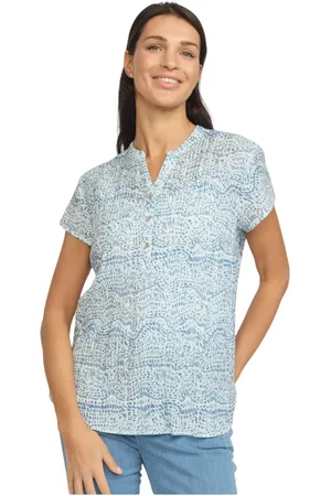 2-Biz Dames, Blouses & Shirts, Blauw, Maat: 2XL Viscose