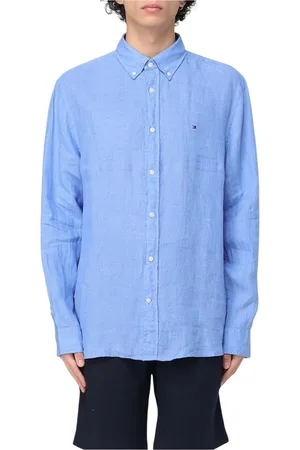 Tommy Hilfiger Heren, Overhemden, Blauw, Maat: 2XL Linnen