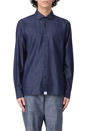 Peuterey Heren, Overhemden, Blauw, Maat: L Denim