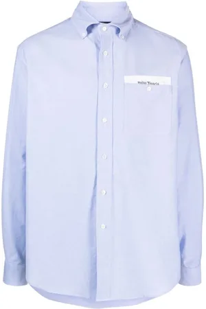 Palm Angels Heren, Overhemden, Blauw, Maat: S Katoen