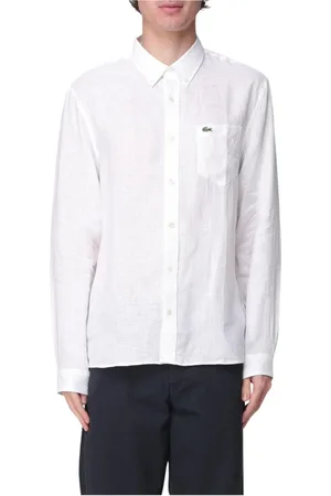 Lacoste Heren, Overhemden, Wit, Maat: XL Linnen