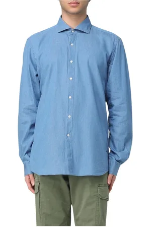 FAY Heren, Overhemden, Blauw, Maat: L Denim
