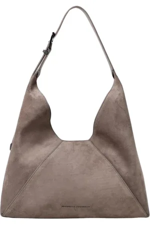 Brunello Cucinelli Dames, Tassen, Grijs, Maat: ONE Size Leer