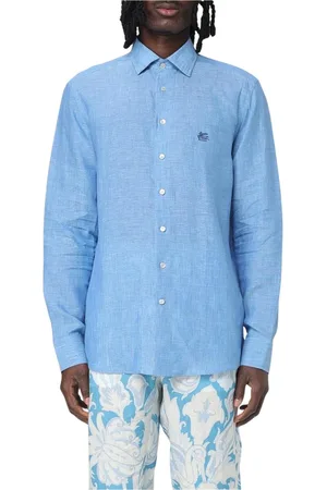 Etro Heren, Overhemden, Blauw, Maat: M Linnen