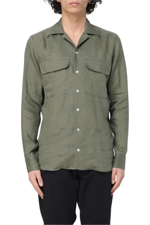 TAGLIATORE Heren, Overhemden, Groen, Maat: 2XL Linnen