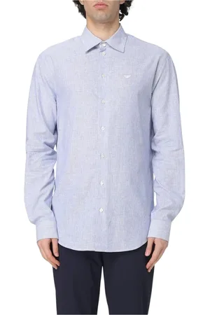 Emporio Armani Heren, Overhemden, Blauw, Maat: 3XL Katoen