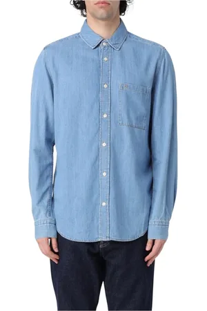 Calvin Klein Heren, Overhemden, Blauw, Maat: L Denim