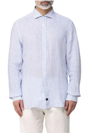 FAY Heren, Overhemden, Blauw, Maat: 4XL Linnen