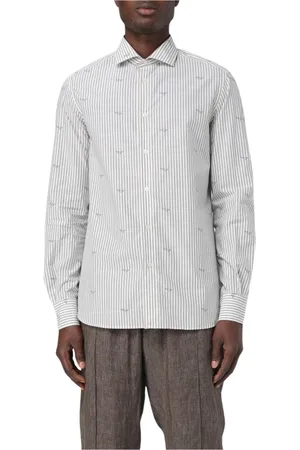 Emporio Armani Heren, Overhemden, Grijs, Maat: XL Katoen