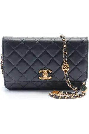CHANEL Dames, Pre-owned, Zwart, Maat: ONE Size Leer