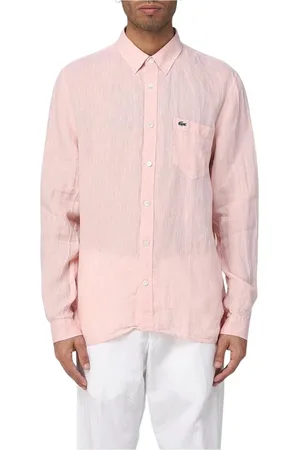 Lacoste Heren, Overhemden, Roze, Maat: L Linnen