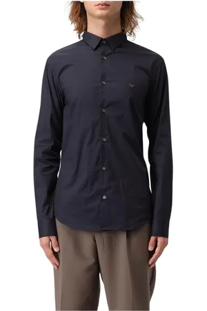 Emporio Armani Heren, Overhemden, Blauw, Maat: 2XL Katoen