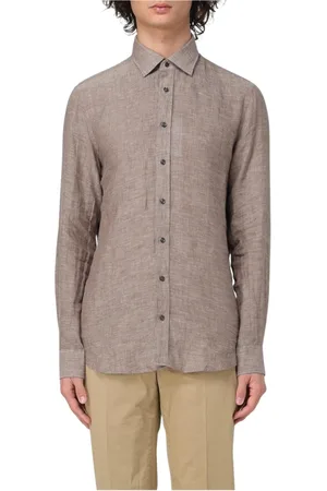 Michael Kors Heren, Overhemden, Bruin, Maat: 2XL Linnen