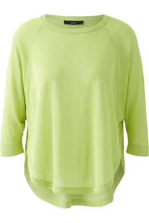 Oui Dames, Truien, Groen, Maat: M Viscose