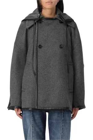 Bottega Veneta Dames, Mantels, Grijs, Maat: 2XS Wol