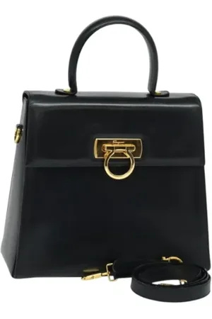 Salvatore Ferragamo Dames, Pre-owned, Zwart, Maat: ONE Size Leer