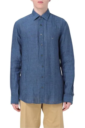 Michael Kors Heren, Overhemden, Blauw, Maat: 2XL Linnen
