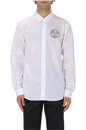 VERSACE Heren, Overhemden, Wit, Maat: S Katoen