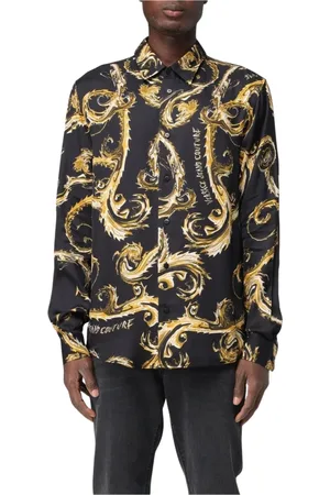 VERSACE Heren, Overhemden, Zwart, Maat: XS Zijde
