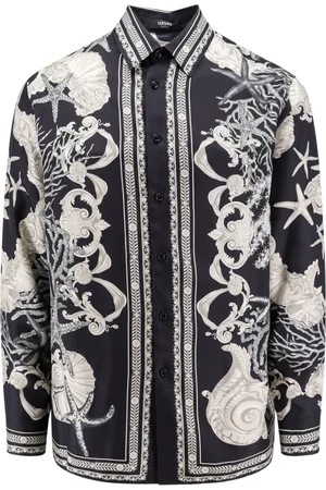 VERSACE Heren, Overhemden, Zwart, Maat: XL Zijde