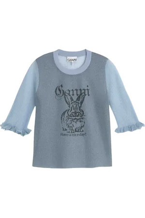 Ganni Dames, Truien, Blauw, Maat: XS Polyamide