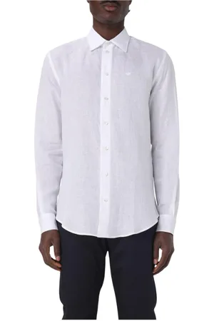 Emporio Armani Heren, Overhemden, Wit, Maat: 2XL Linnen