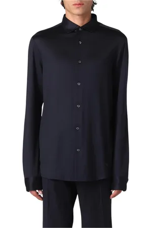 Emporio Armani Heren, Overhemden, Blauw, Maat: M Satijn